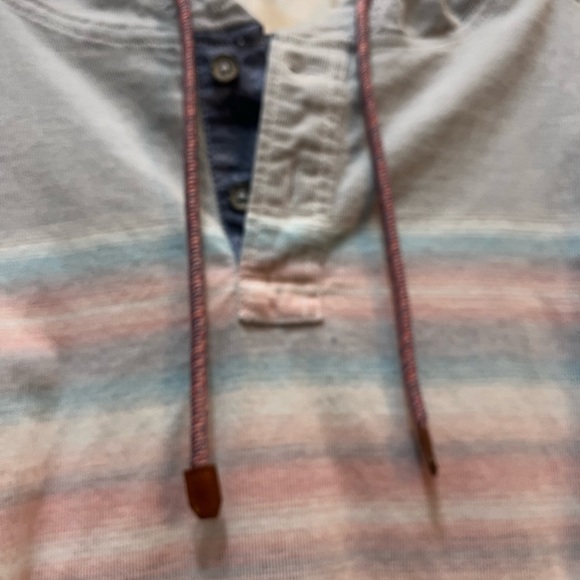 Tommy Bahama Light Blue Hooded Pullover with Pastel Stripes - Picture 2 of 5